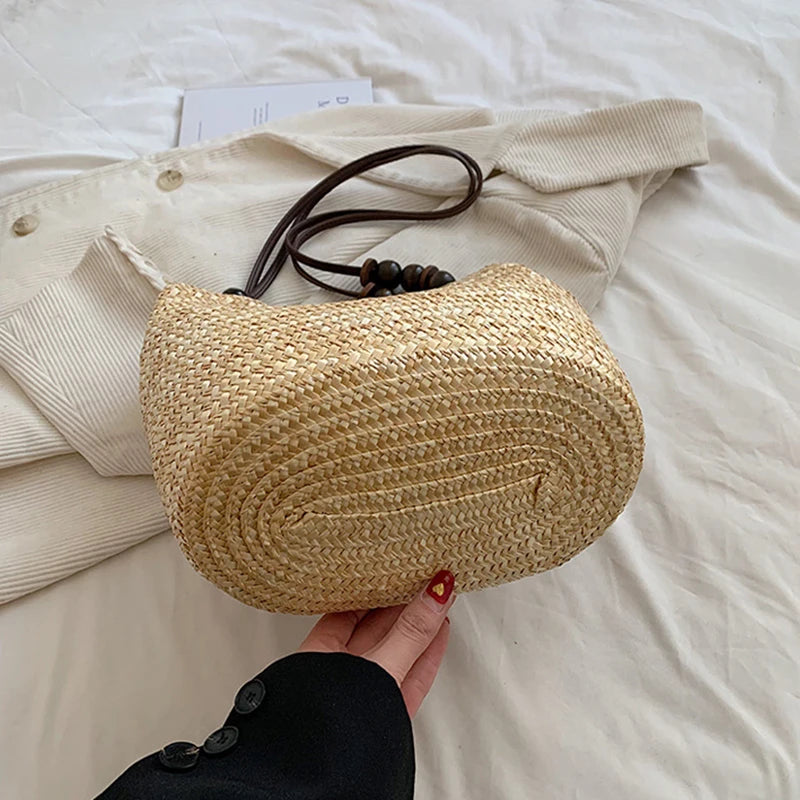 Casual Straw Woven Shoulder Bags For Women | Wicker Handbags | Handmade Summer Beach Bag | Large Capacity Rattan Totes