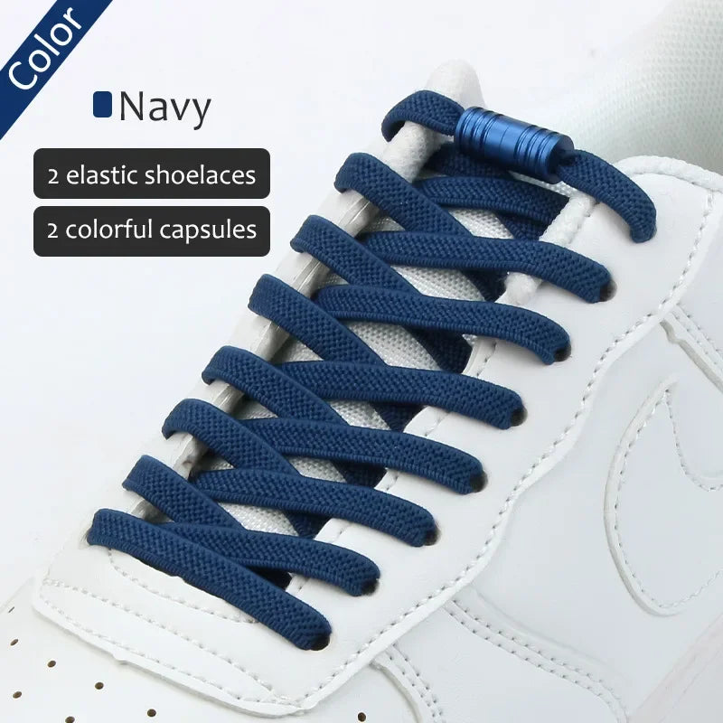 Elastic Tieless Shoelaces | No-Tie Laces for Adults and Kids | Lace less Footwear with Metal Lock