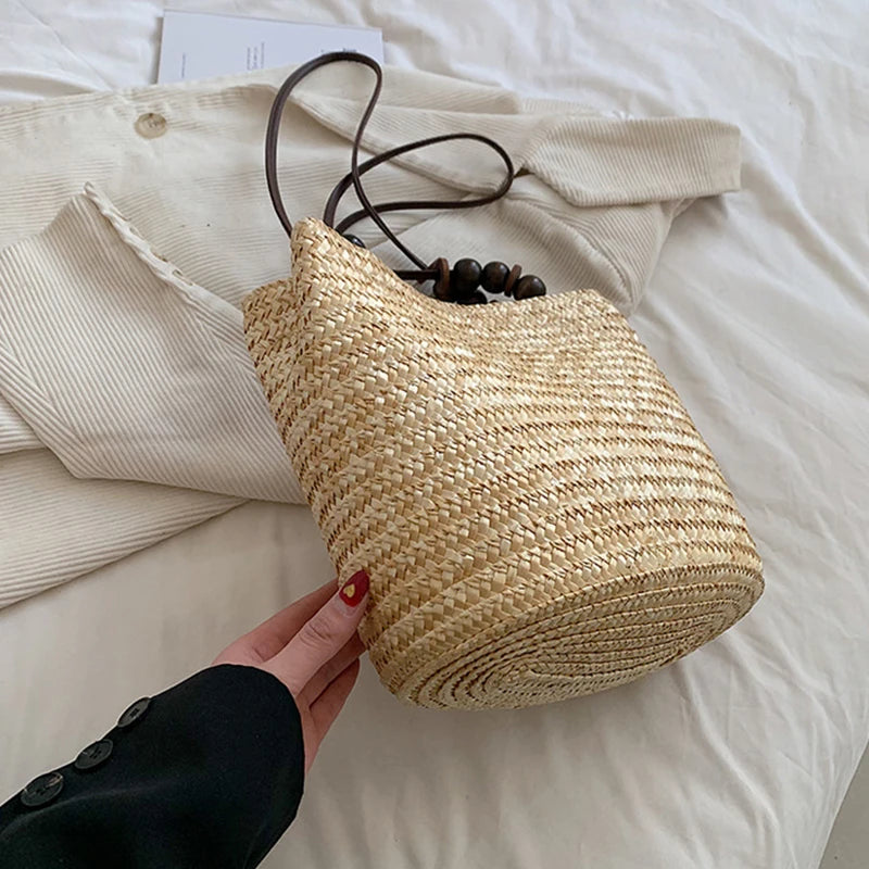 Casual Straw Woven Shoulder Bags For Women | Wicker Handbags | Handmade Summer Beach Bag | Large Capacity Rattan Totes