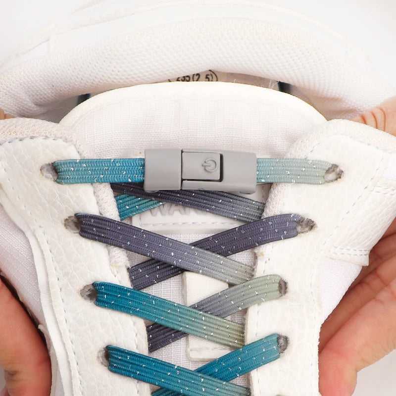 Elastic No-Tie Shoelaces | Tieless Shoelaces with Buckles | Glittery Shoelaces for Kids and Adults