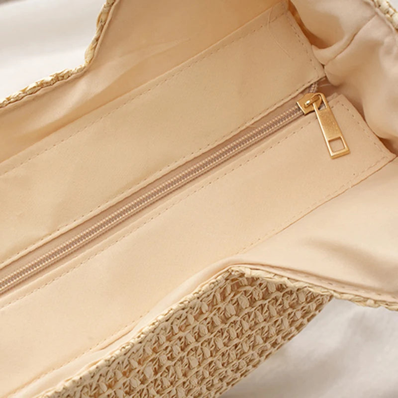 Spring And Summer Popular New Large Capacity Straw Woven Bag | Holiday Beach Bag | Women Versatile INS Handmade Shoulder Bag Tote