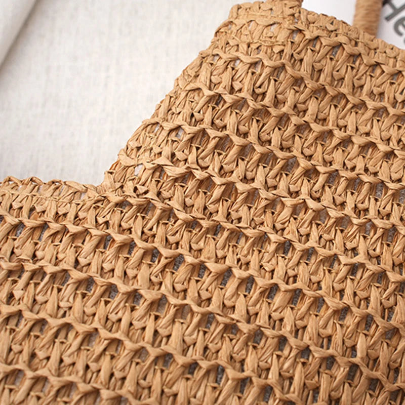 Spring And Summer Popular New Large Capacity Straw Woven Bag | Holiday Beach Bag | Women Versatile INS Handmade Shoulder Bag Tote