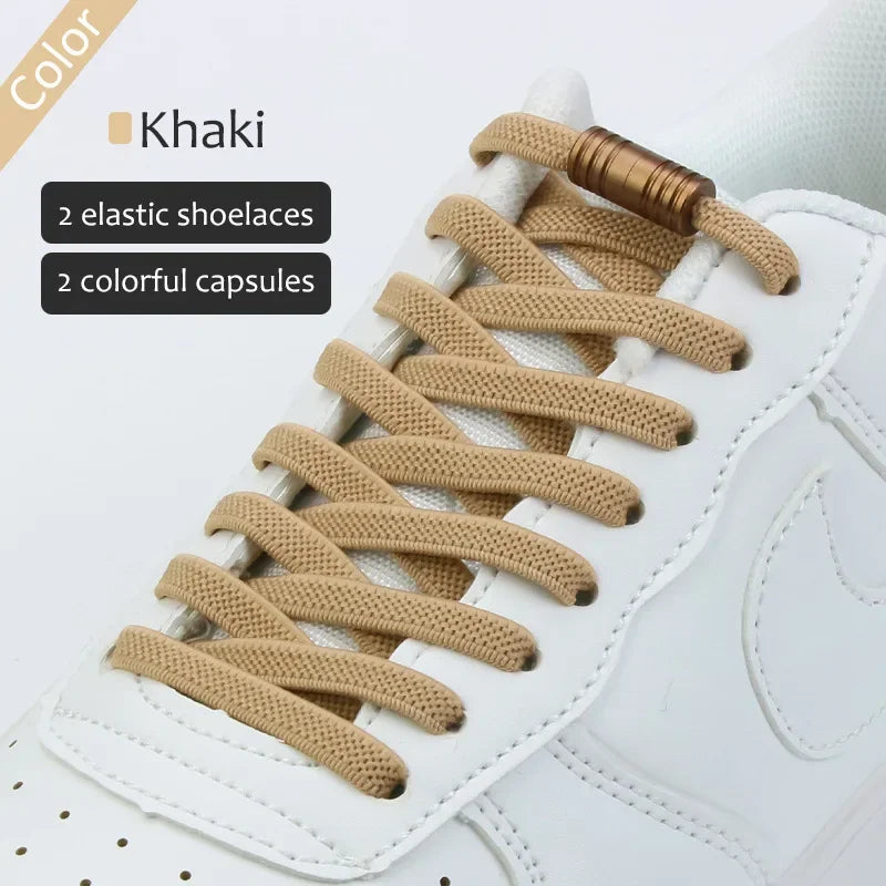 Elastic Tieless Shoelaces | No-Tie Laces for Adults and Kids | Lace less Footwear with Metal Lock
