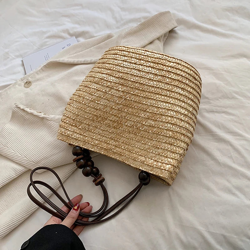 Casual Straw Woven Shoulder Bags For Women | Wicker Handbags | Handmade Summer Beach Bag | Large Capacity Rattan Totes