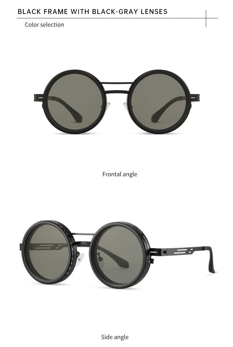 Small Round Steampunk ND9 Adjustable Dimming Sunglasses Polarized Metal Frame Punk Sun Glasses Fishing Eyewear UV400