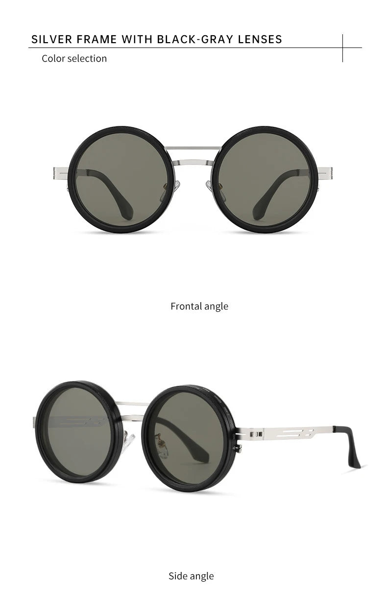 Small Round Steampunk ND9 Adjustable Dimming Sunglasses Polarized Metal Frame Punk Sun Glasses Fishing Eyewear UV400