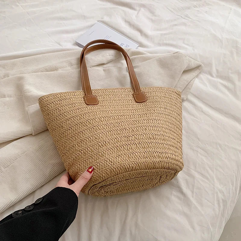 Women Braided Basket Clutches | Top-handle Bag Large Straw Portable Shoulder Bag | Summer Beach Party Purses Shopper Satchel Female