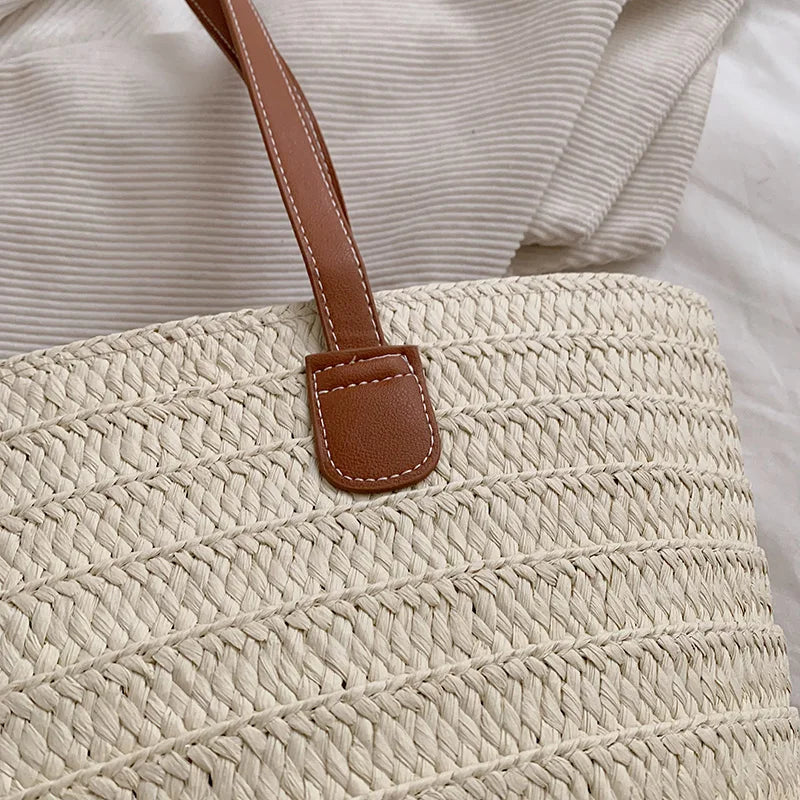 Women Braided Basket Clutches | Top-handle Bag Large Straw Portable Shoulder Bag | Summer Beach Party Purses Shopper Satchel Female