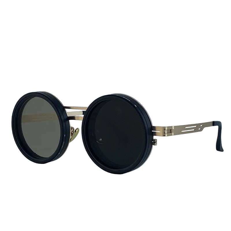 Small Round Steampunk ND9 Adjustable Dimming Sunglasses Polarized Metal Frame Punk Sun Glasses Fishing Eyewear UV400