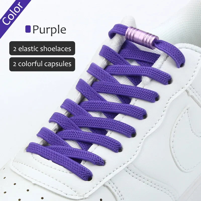 Elastic Tieless Shoelaces | No-Tie Laces for Adults and Kids | Lace less Footwear with Metal Lock
