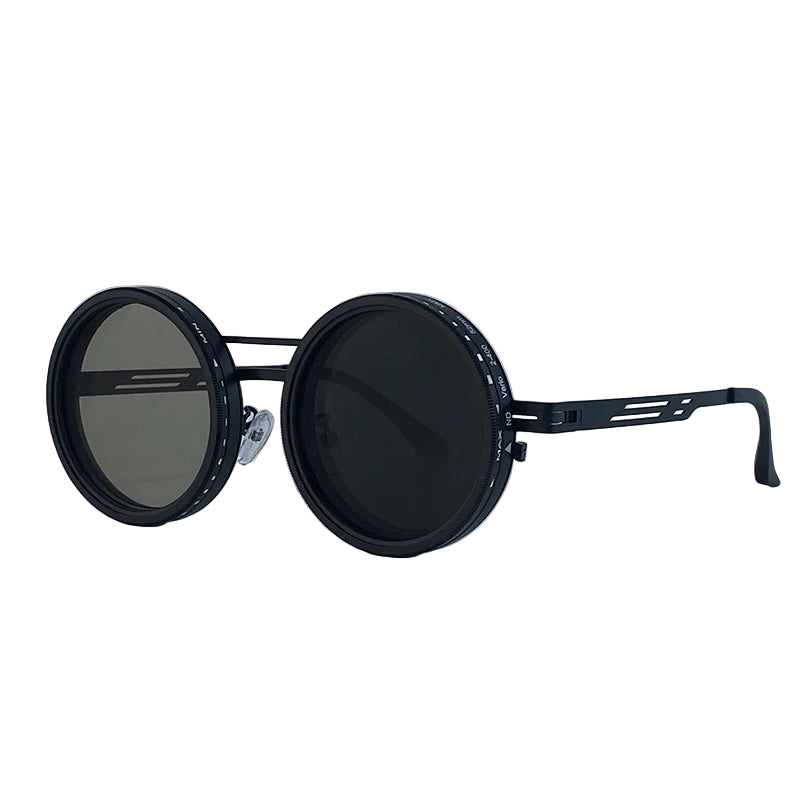 Small Round Steampunk ND9 Adjustable Dimming Sunglasses Polarized Metal Frame Punk Sun Glasses Fishing Eyewear UV400
