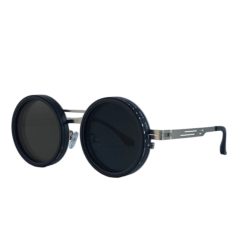 Small Round Steampunk ND9 Adjustable Dimming Sunglasses Polarized Metal Frame Punk Sun Glasses Fishing Eyewear UV400
