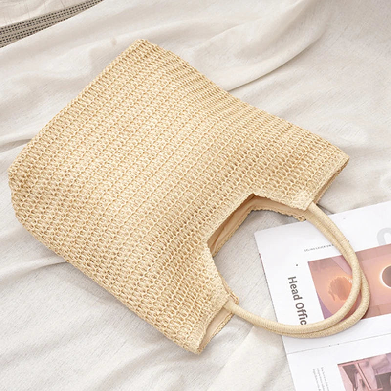 Spring And Summer Popular New Large Capacity Straw Woven Bag | Holiday Beach Bag | Women Versatile INS Handmade Shoulder Bag Tote