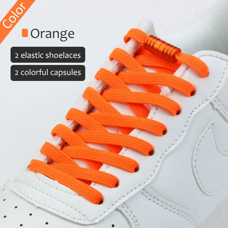 Elastic Tieless Shoelaces | No-Tie Laces for Adults and Kids | Lace less Footwear with Metal Lock