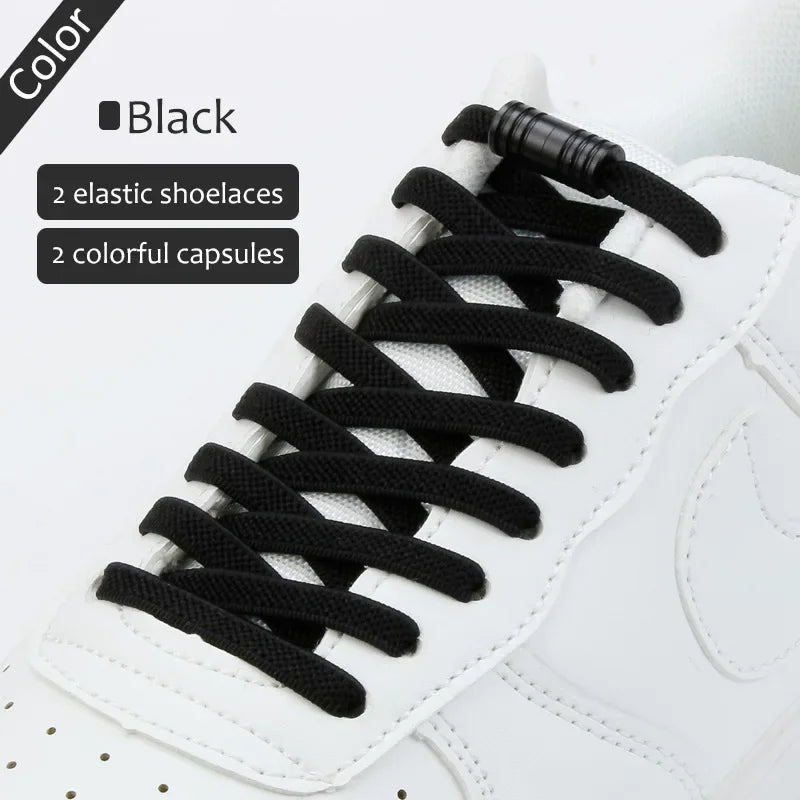 Elastic Tieless Shoelaces | No-Tie Laces for Adults and Kids | Lace less Footwear with Metal Lock
