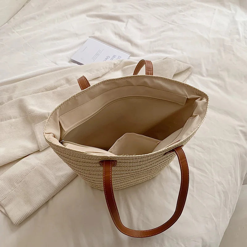 Women Braided Basket Clutches | Top-handle Bag Large Straw Portable Shoulder Bag | Summer Beach Party Purses Shopper Satchel Female