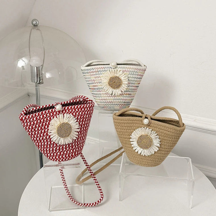 Trendy Woven Crochet Basket Bag | Women Cotton Thread Boho Bag | Crossbody Casual Summer Shoulder Bag