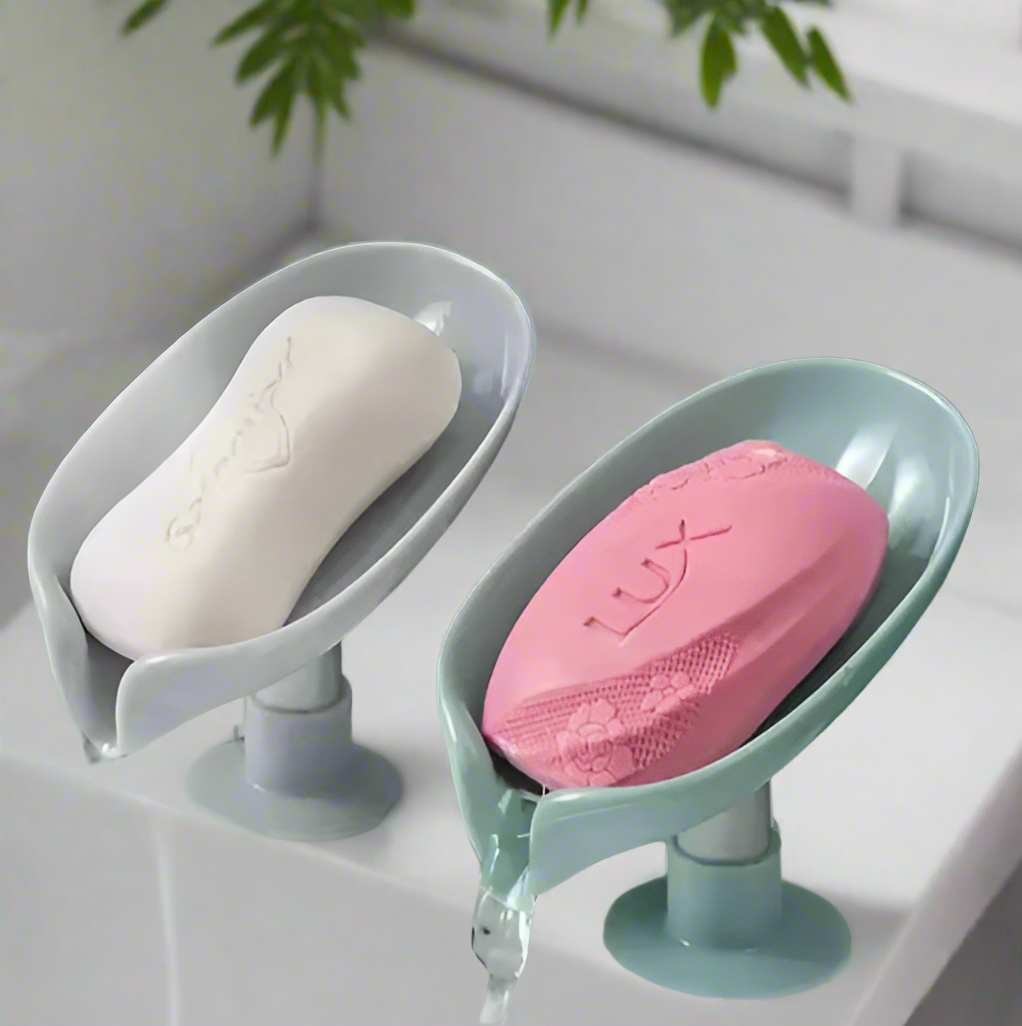 Lotus Leaf Soap Dish | Soap Holder Drain | Water Soap Dish | Leaf Shape Soap Box | Shower Soap Drainer Suction Cup | Soap Container Modern Bathroom Accessories