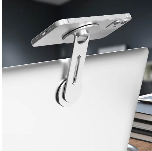 Swivel Phone Laptop Mount | Slim Magnetic Phone Holder Swivels 180° for Laptops and Monitors | Adjustable Magnetic Phone Holder