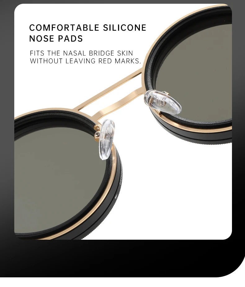 Small Round Steampunk ND9 Adjustable Dimming Sunglasses Polarized Metal Frame Punk Sun Glasses Fishing Eyewear UV400
