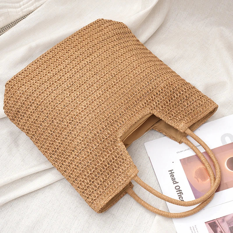 Spring And Summer Popular New Large Capacity Straw Woven Bag | Holiday Beach Bag | Women Versatile INS Handmade Shoulder Bag Tote