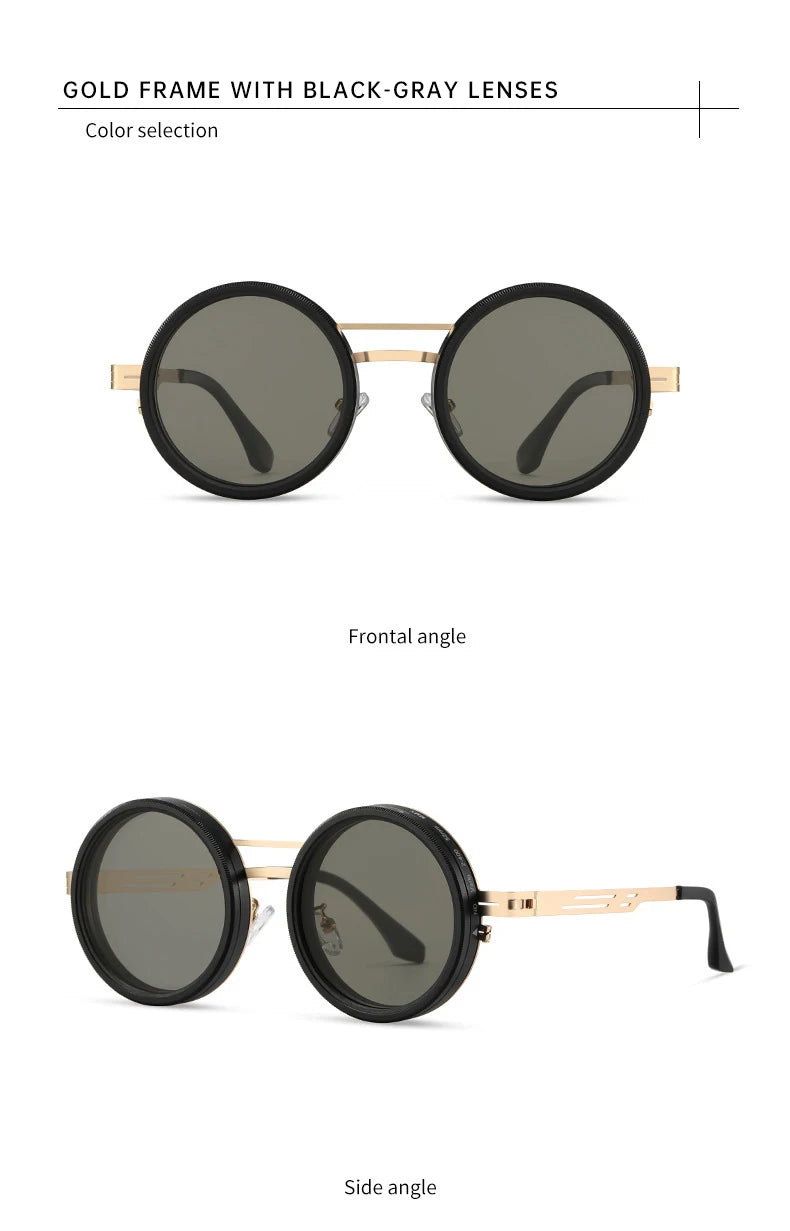 Small Round Steampunk ND9 Adjustable Dimming Sunglasses Polarized Metal Frame Punk Sun Glasses Fishing Eyewear UV400