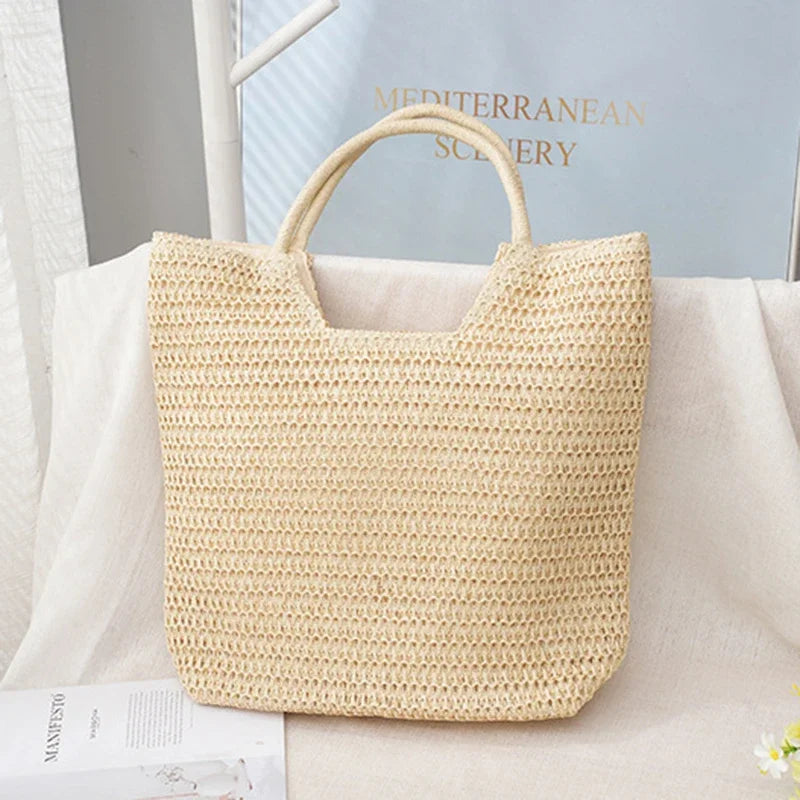 Spring And Summer Popular New Large Capacity Straw Woven Bag | Holiday Beach Bag | Women Versatile INS Handmade Shoulder Bag Tote