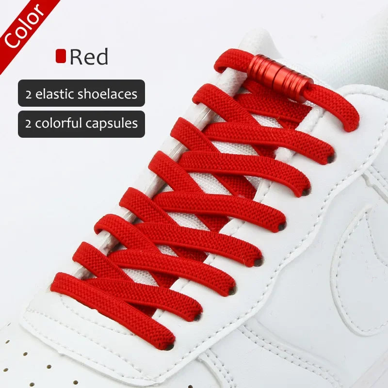 Elastic Tieless Shoelaces | No-Tie Laces for Adults and Kids | Lace less Footwear with Metal Lock