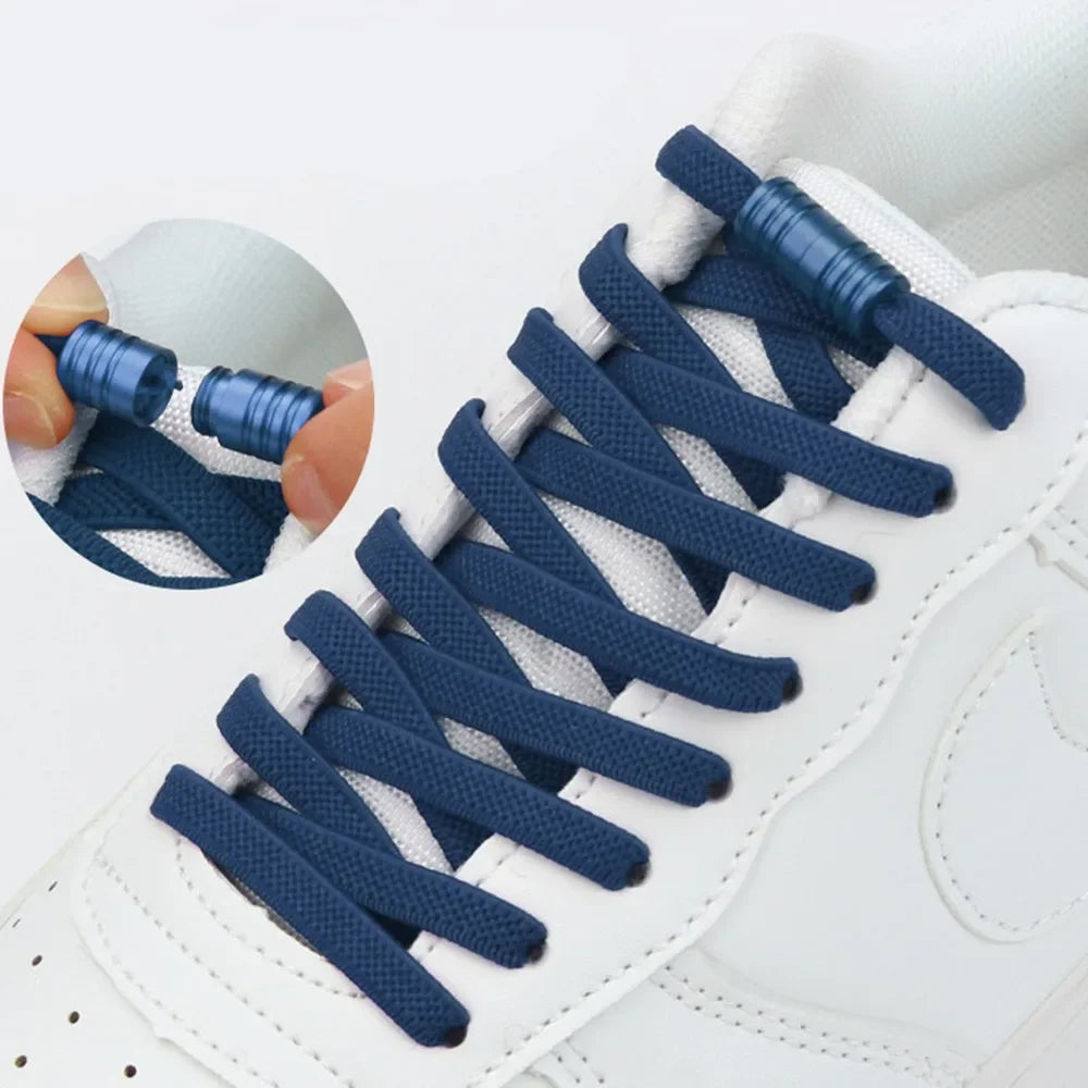 Elastic Tieless Shoelaces | No-Tie Laces for Adults and Kids | Lace less Footwear with Metal Lock
