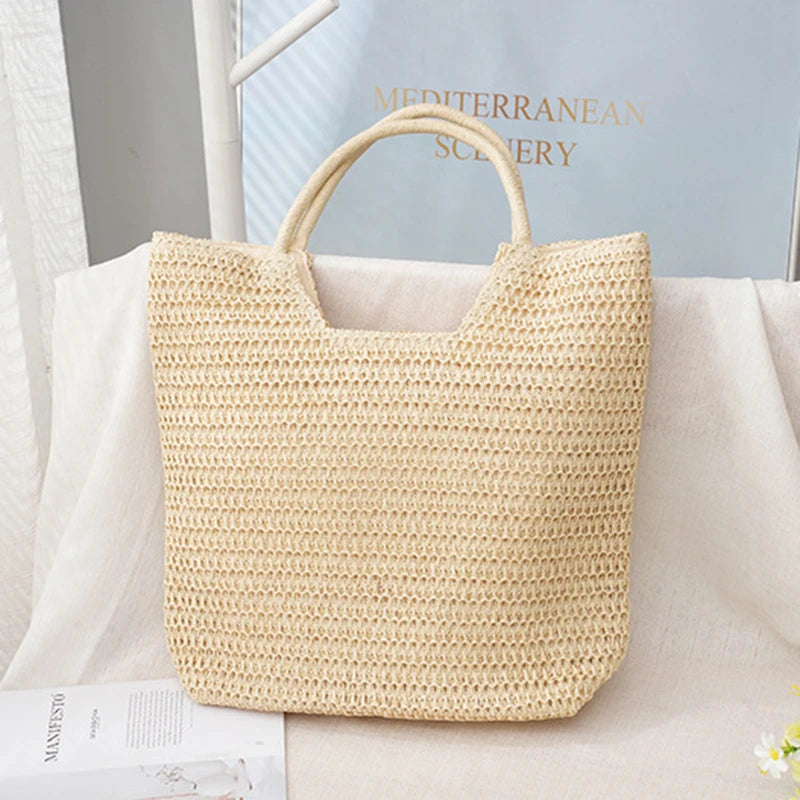 Spring And Summer Popular New Large Capacity Straw Woven Bag | Holiday Beach Bag | Women Versatile INS Handmade Shoulder Bag Tote