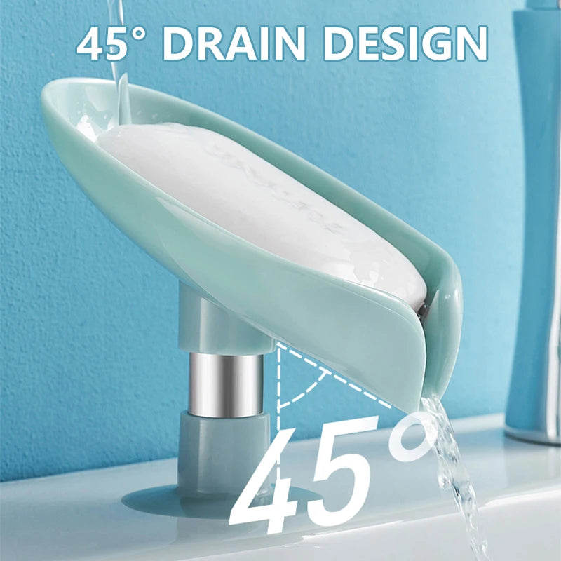 Lotus Leaf Soap Dish | Soap Holder Drain | Water Soap Dish | Leaf Shape Soap Box | Shower Soap Drainer Suction Cup | Soap Container Modern Bathroom Accessories