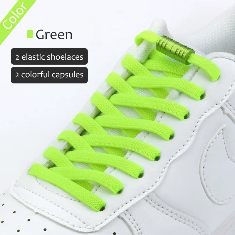 Elastic Tieless Shoelaces | No-Tie Laces for Adults and Kids | Lace less Footwear with Metal Lock