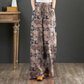 Blue Bohemian Floral Printed Long Trousers Women Elastic Waist Vintage Wide Leg Pants Casual Loose Pantalon Holiday Palazzo