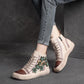 White Retro Lady Flat Boots Lace UP Flower Designer Woman Fashion Shoes Leather Vintage Forest Boots Ankle Shoes