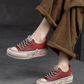 Red Genuine Leather Women Shoes Sneakers Lace-up Sewing Flat Handmade Leisure Comfortable Ladies Shoes