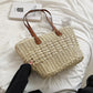 Large Capacity Hollowed Out Straw Beach Vacation Bag | New Internet Red Handheld Grass Woven Tote Bag
