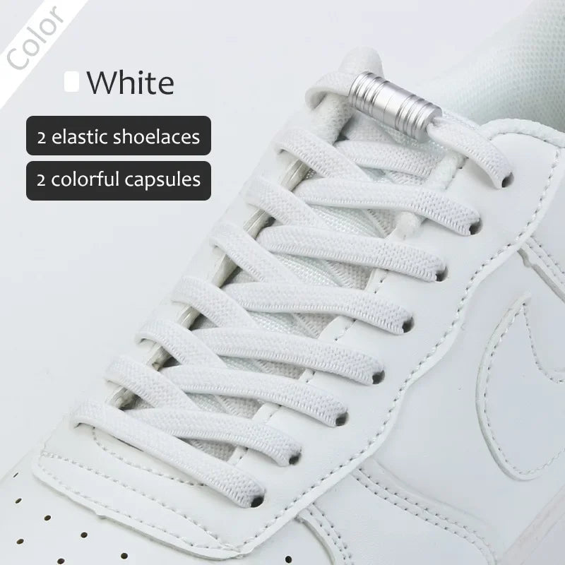 Elastic Tieless Shoelaces | No-Tie Laces for Adults and Kids |  Lace less Footwear with Metal Lock