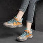 Retro Mix Blue Lace-up Shoes Women Sneakers Genuine Leather Mixed Colors Handmade Comfortable Retro Platform Sneakers