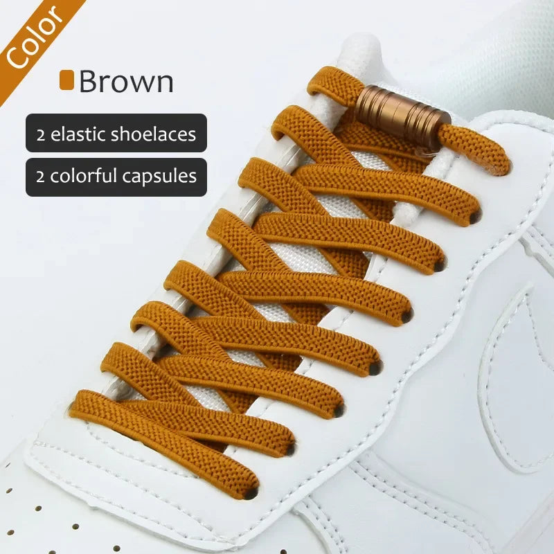 Elastic Tieless Shoelaces | No-Tie Laces for Adults and Kids |  Lace less Footwear with Metal Lock