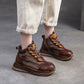 Genuine Leather Women Boots | Lady Platform Wedge Plush | Warm Causal Autumn Winter Fashion | Thick Bottom Sneakers Shoes