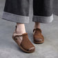 New Genuine Leather Sandals | Round Toe Hollow Retro Style Women's Shoes