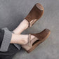 New Genuine Leather Sandals | Round Toe Hollow Retro Style Women's Shoes