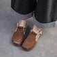 New Genuine Leather Sandals | Round Toe Hollow Retro Style Women's Shoes