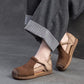New Genuine Leather Sandals | Round Toe Hollow Retro Style Women's Shoes