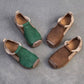 New Genuine Leather Sandals | Round Toe Hollow Retro Style Women's Shoes