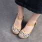 Women Sandals | Genuine Leather Thick Heels Sandals | Retro Style Round Toe Casual High Heel Doll Shoes