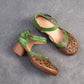 Women Sandals | Genuine Leather Thick Heels Sandals | Retro Style Round Toe Casual High Heel Doll Shoes