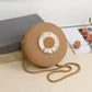 Round Crossbody Shoulder Bag | Women Woven Beach Bag for Ladies | Rattan Handmade Knitted Small Straw Purse and Handbag