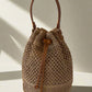 Woven Straw Bag Ladies Bucket Crossbody Bag | Summer Beach Bag Retro Travel Shoulder Bags | Small Travel Purse and Handbag For Women |
