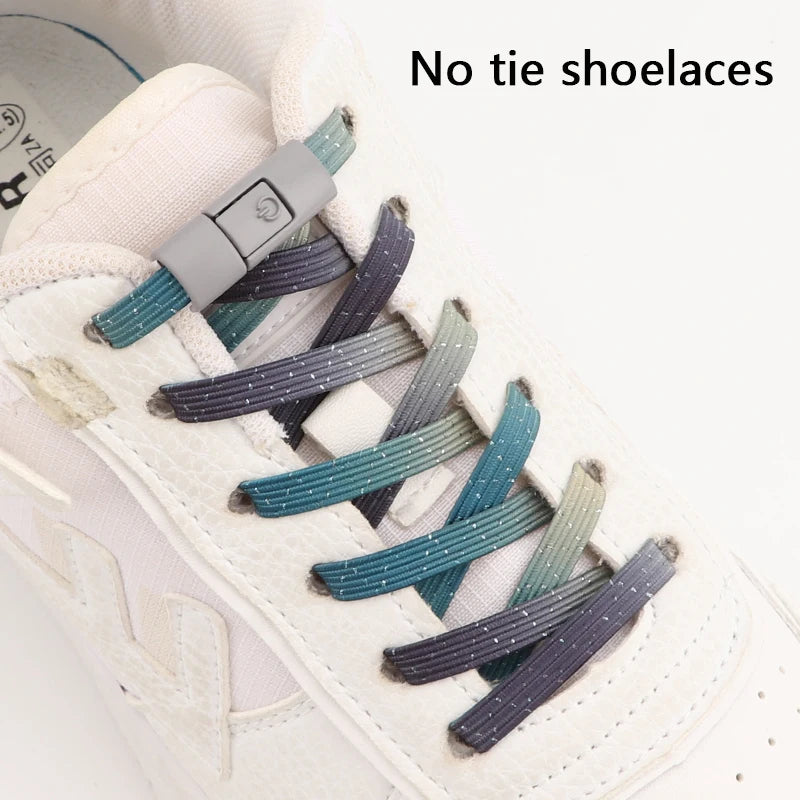 Elastic No-Tie Shoelaces | Tieless Shoelaces with Buckles | Glittery Shoelaces for Kids and Adults